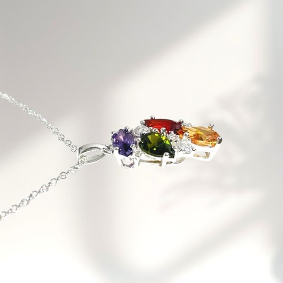 NVC Nataliya V Collister Silver Tone Pendant Necklace Rhinestone Cluster Bling - Picture 5 of 9